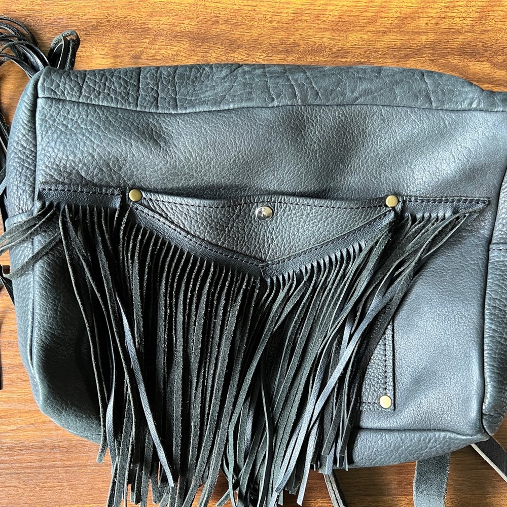 Bird Trouble Mini Dylan Convertible Backpack and Duffel Bag in Black Bison